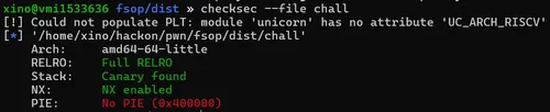 Checksec output