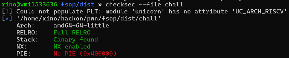 Checksec output